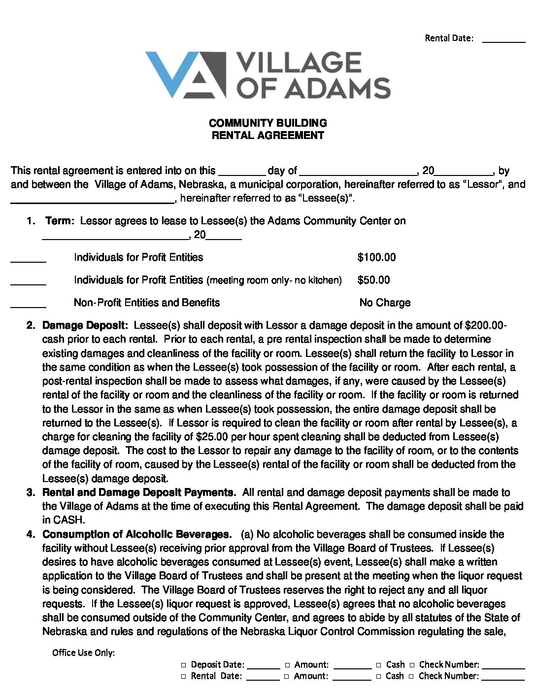 Village of Adams, Nebraska